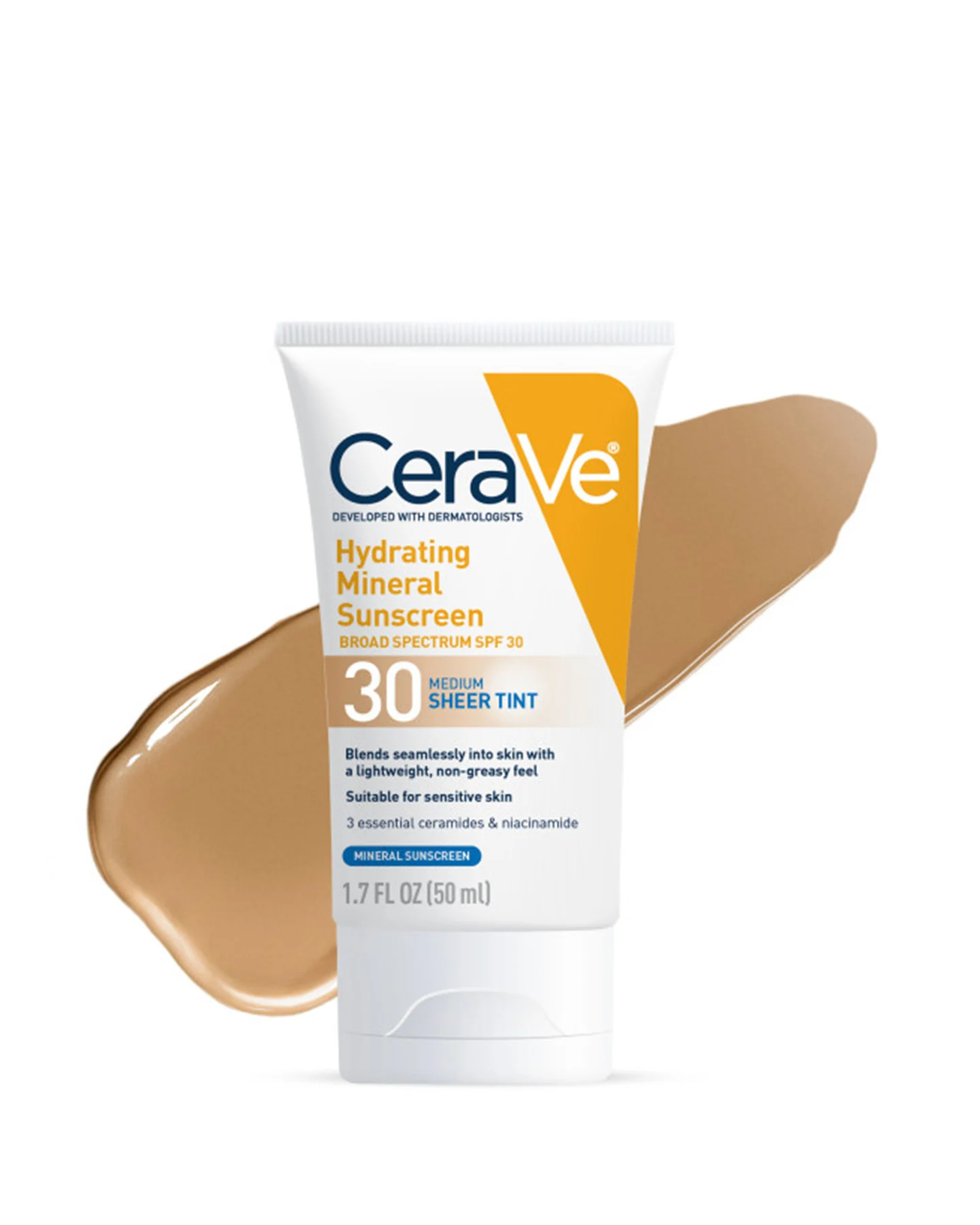 Authentic CeraVe Hydrating Mineral Sunscreen SPF 30 Face Sheer Tint 50ml