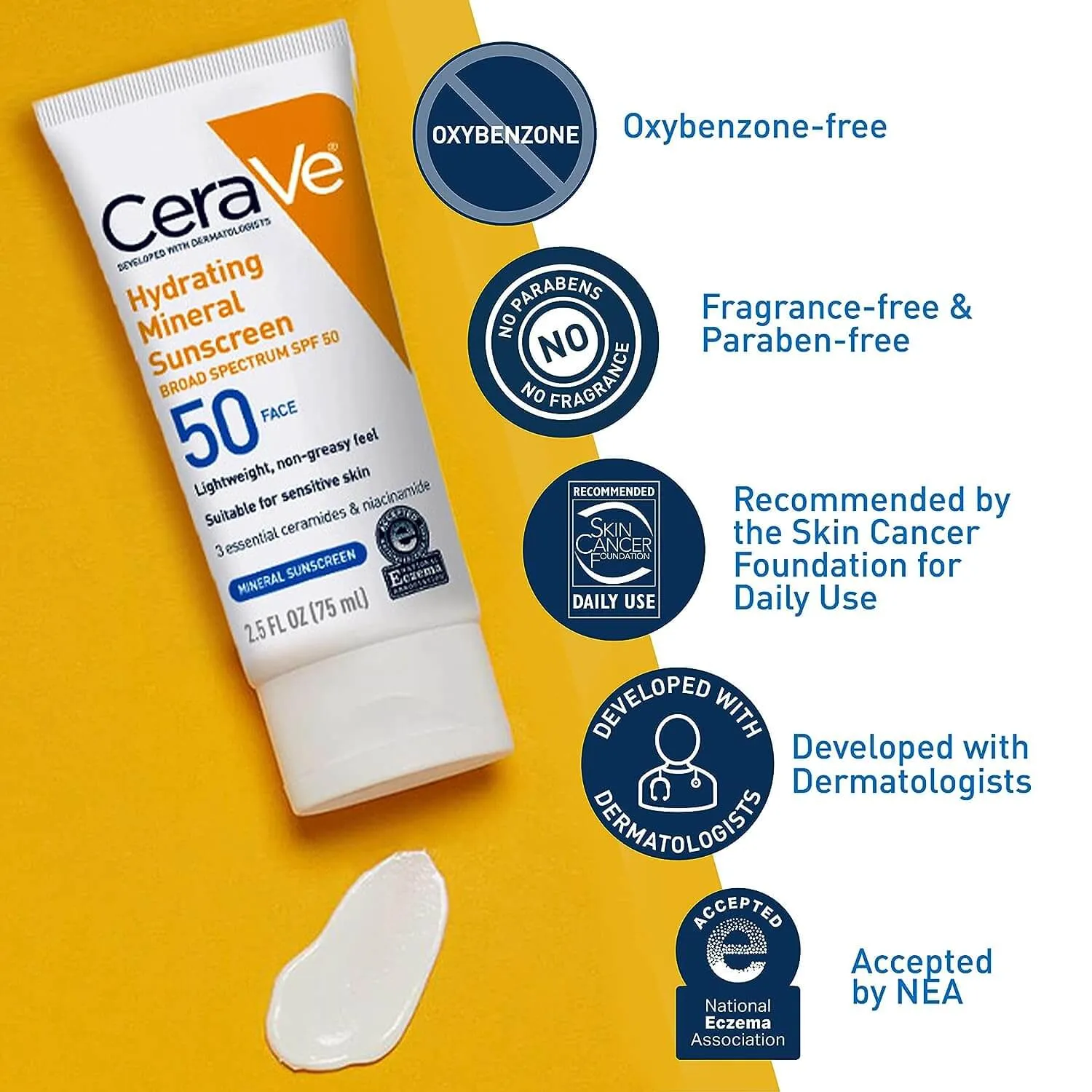 Authentic CeraVe Hydrating Mineral Sunscreen SPF50 75ml
